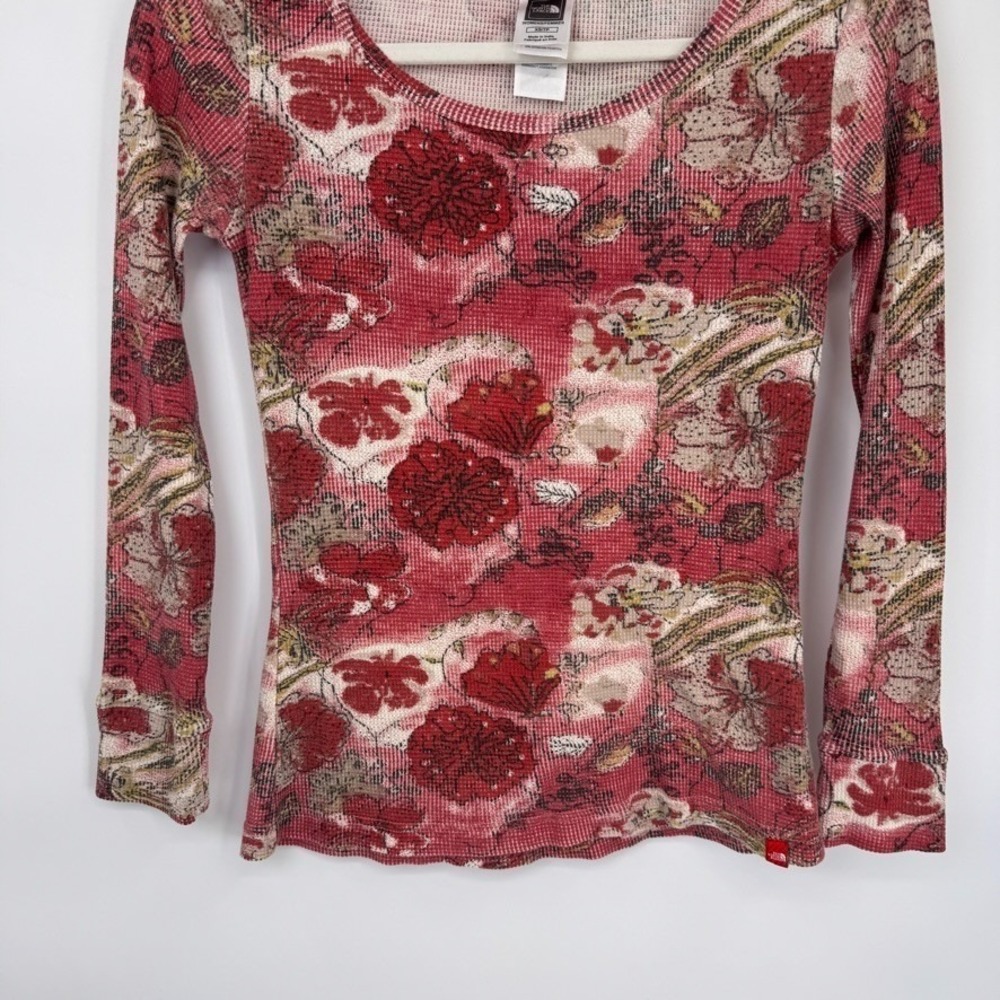 The North Face Thermal Top Womens XS Red Floral Cotton Blend Hiking Camping - Picture 3 of 13